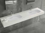 Plan double vasques système d’évacuation discret L 100 à 201 x P 40 à 51 cm, finition lisse mate, 10 couleurs Résine Anti-bactérien Akrytan® teinté dans la masse, Livraison Offerte